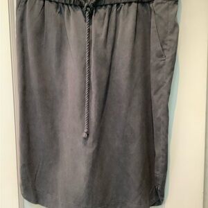 LOFT Charcoal Drawstring Midi Skirt
